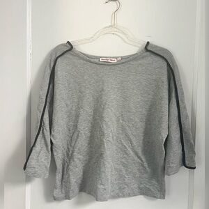 See by Chloe grey three-quarter sleeve top with dark contrast piping top Size 4